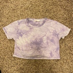 Purple And White Cropped Tee